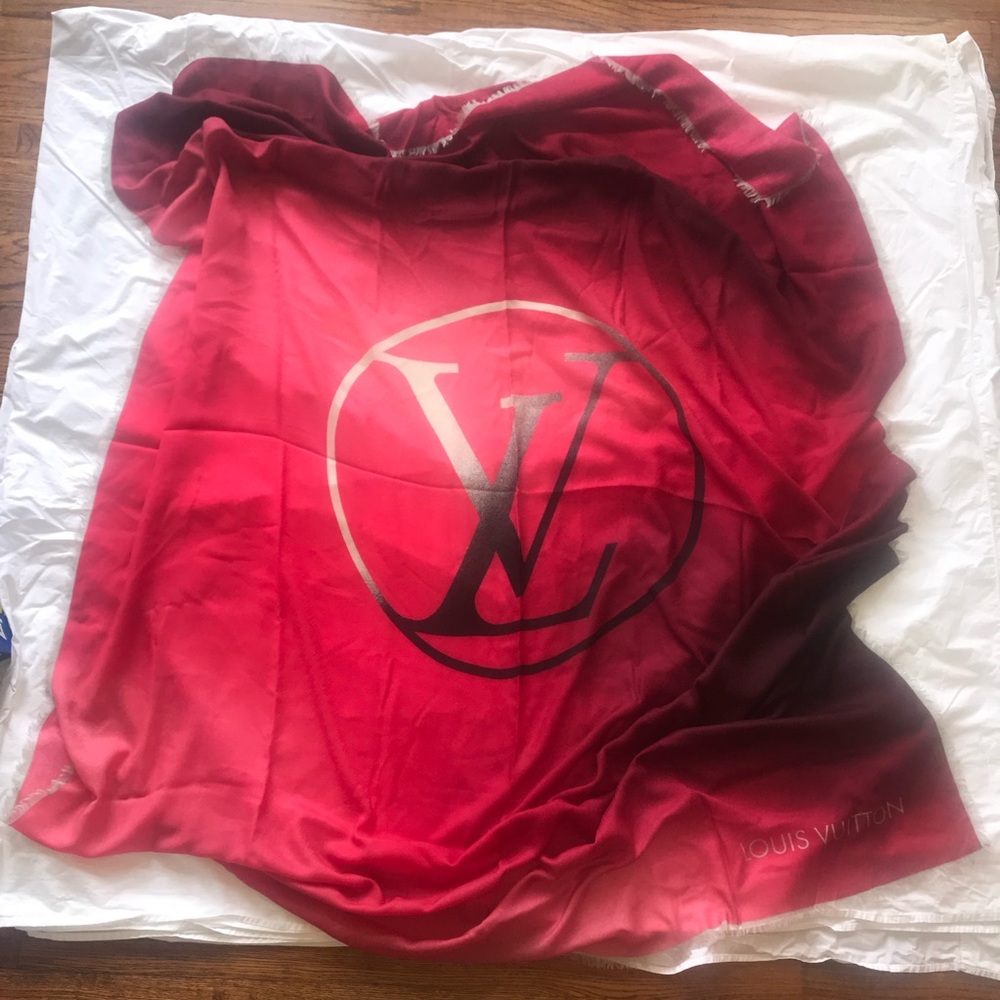 Red Louis Vuitton Scarf / Wrap